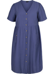 Kortærmet kjole med knapper og lommer, Nightshadow Blue