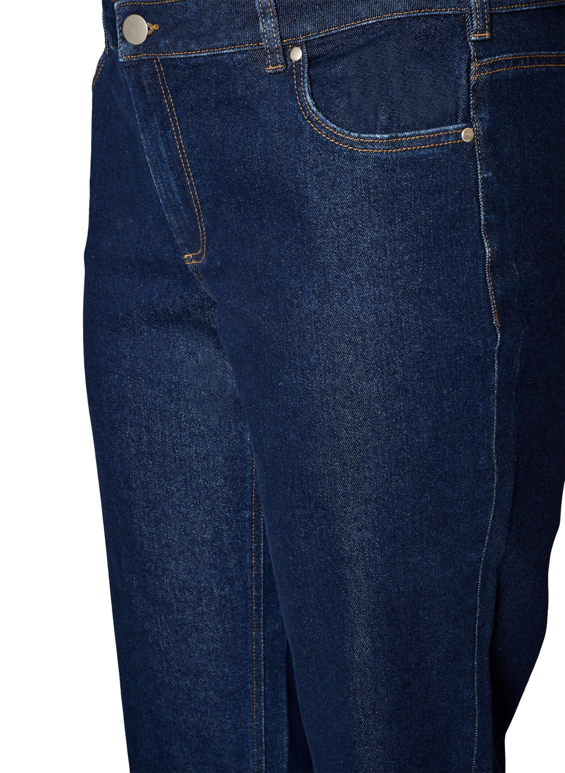 ZizziCropped straight fit jeans med regul&aelig;r talje, Bl&aring;, Packshot image number 2