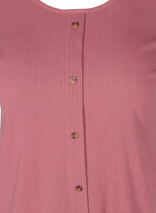 Kortærmet rib t-shirt med knapper, Deco Rose, Packshot image number 2
