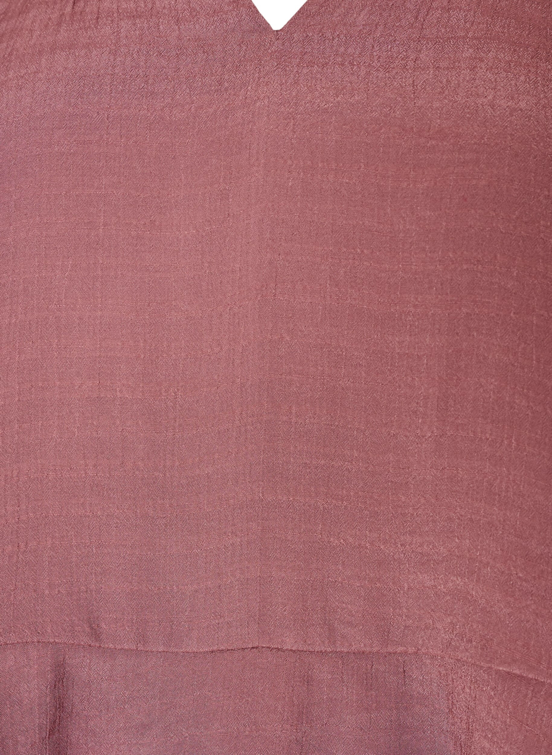 ZizziBluse med 3/4-&aelig;rmer og fl&aelig;sedetaljer, Lyser&oslash;d, Packshot image number 2