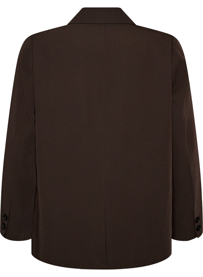 Dobbeltradet blazer med l&oslash;s pasform, Brun, Packshot image number 1