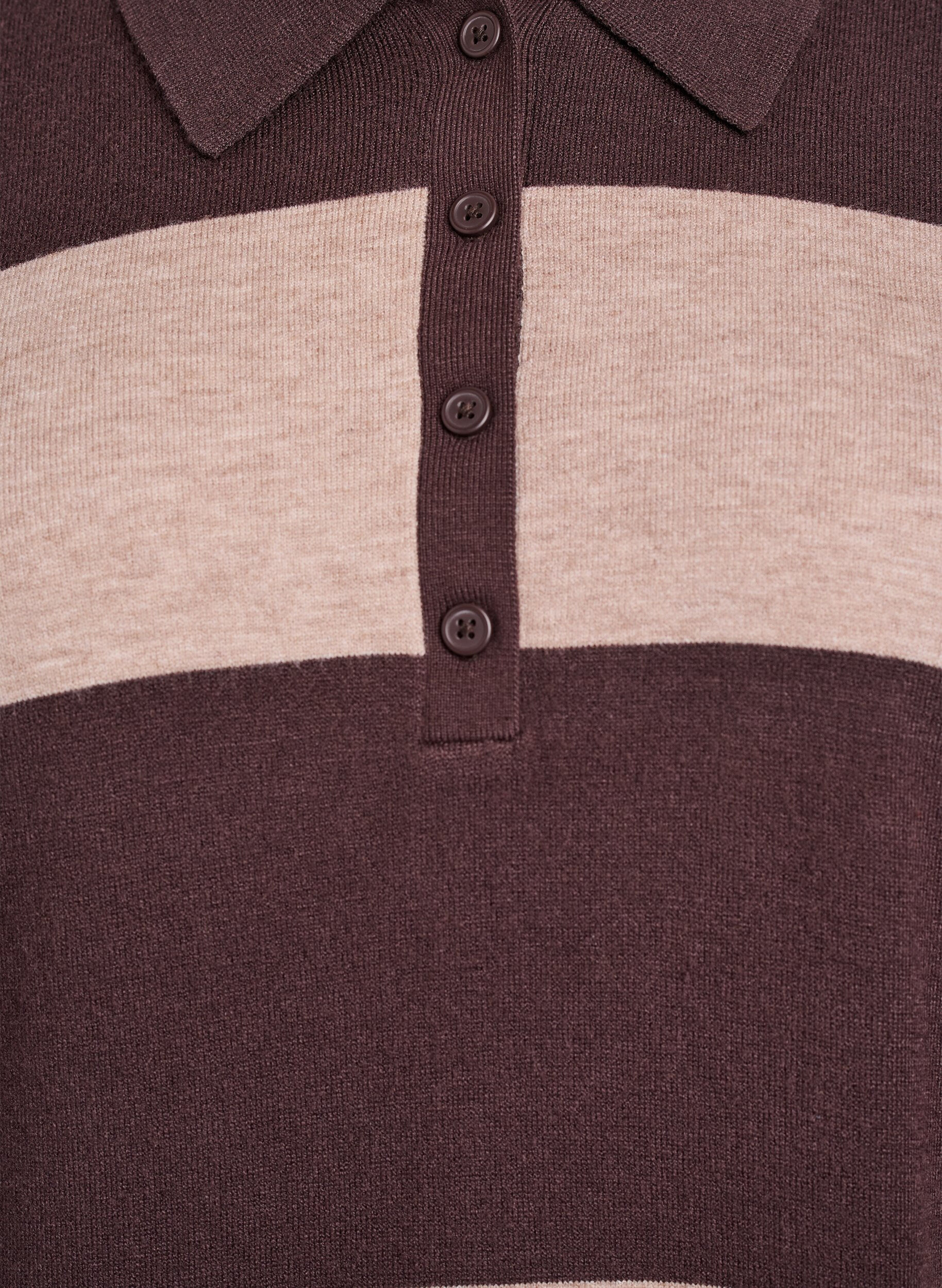 Zizzi Strikbluse med polokrave, Brun, Packshot image number 2