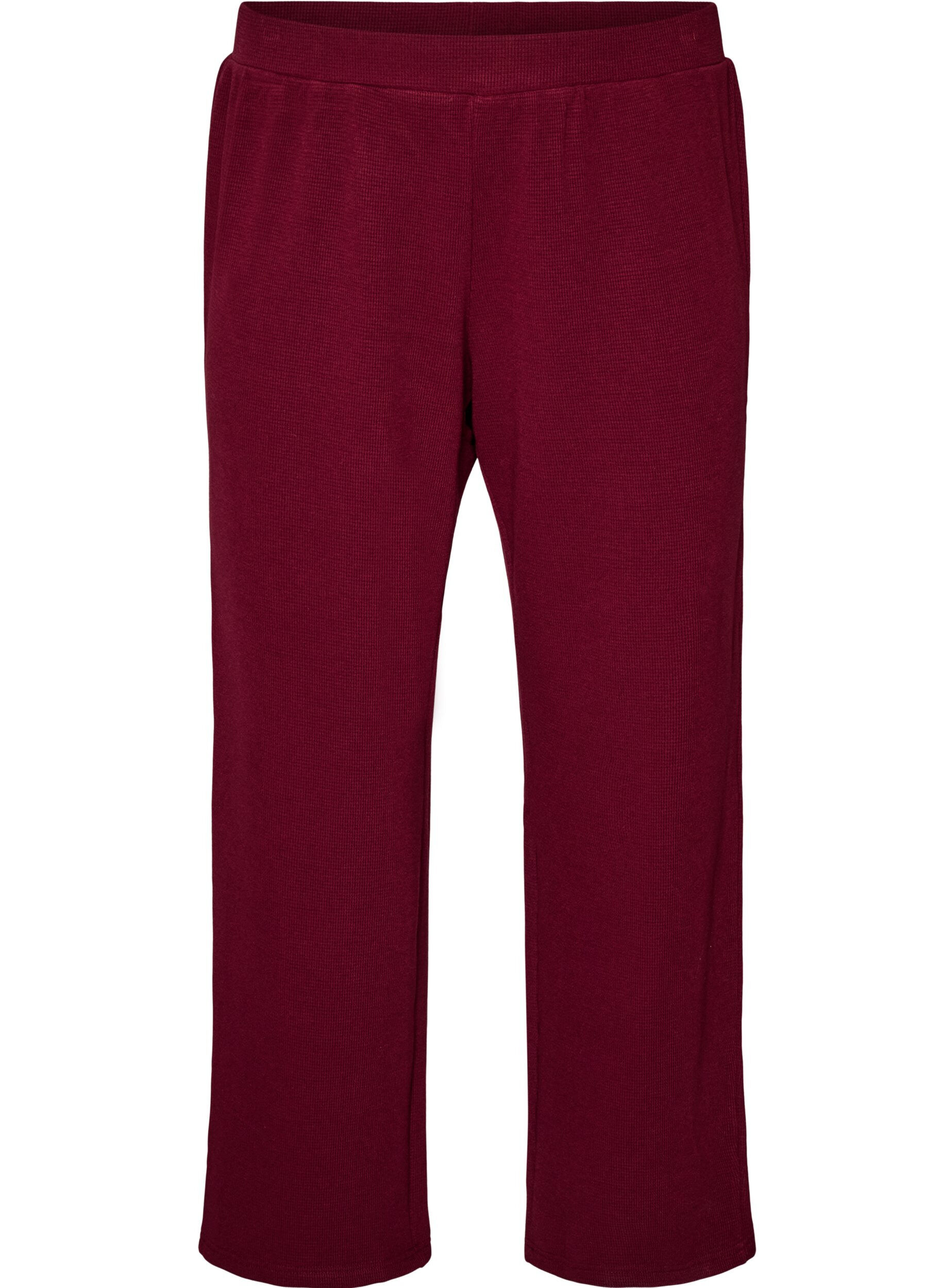 ZizziL&oslash;se bukser med struktur og h&oslash;j talje, R&oslash;d, Packshot image number 0