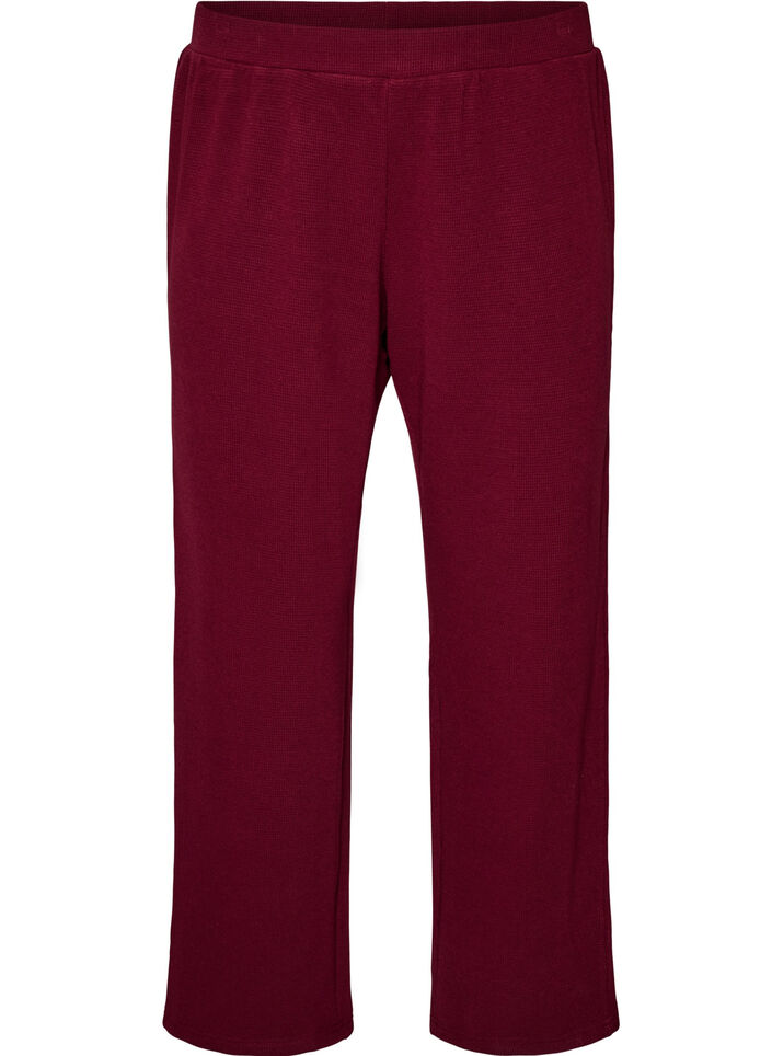 L&oslash;se bukser med struktur og h&oslash;j talje, R&oslash;d, Packshot image number 0