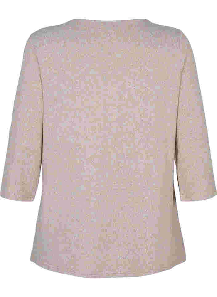 Bluse med knapper og 3/4 ærmer, Umber Melange, Packshot image number 1