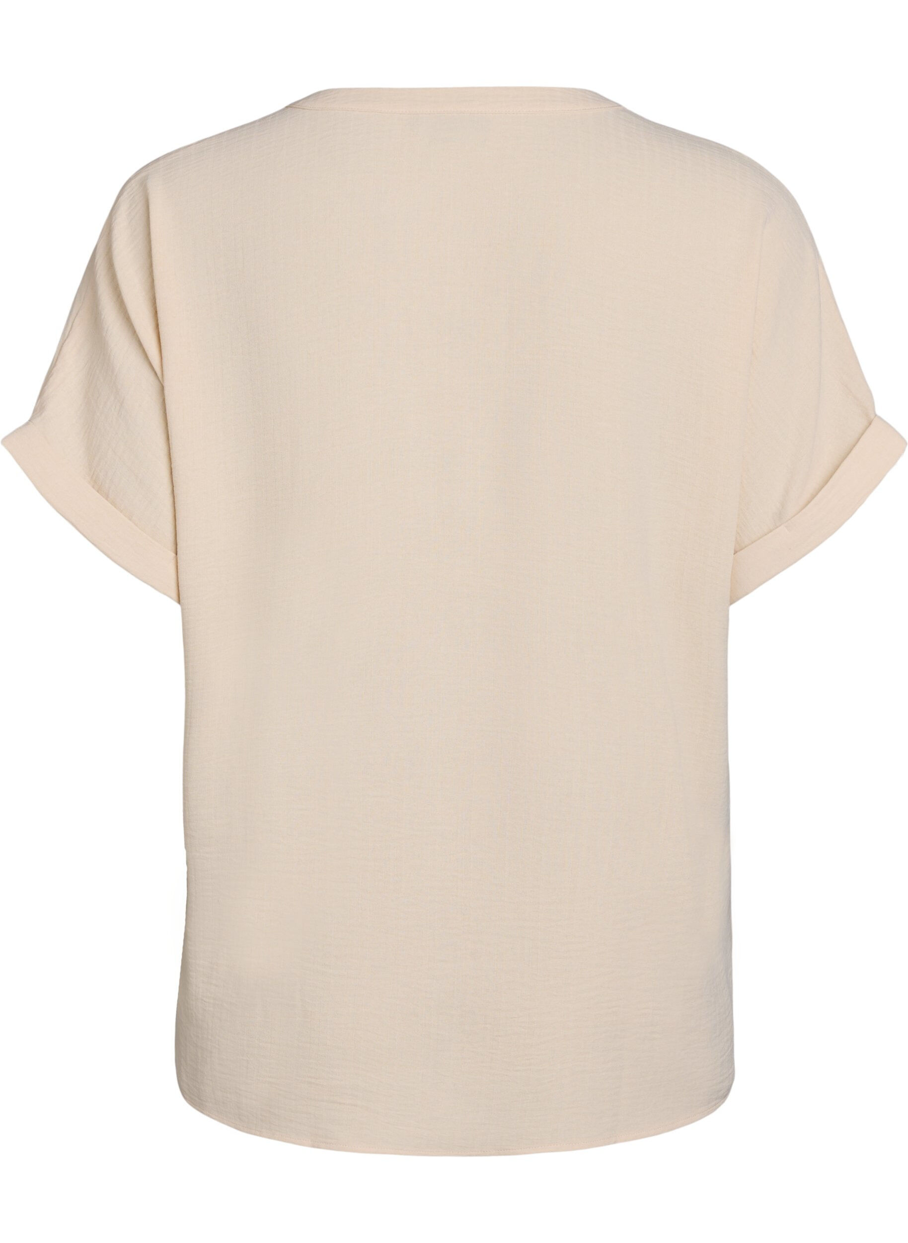 Zizzi L&oslash;s bluse med korte &aelig;rmer, Beige, Packshot image number 1