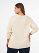 Finstrikket cardigan med dekorative knapper, Vanilla, Model image number 2