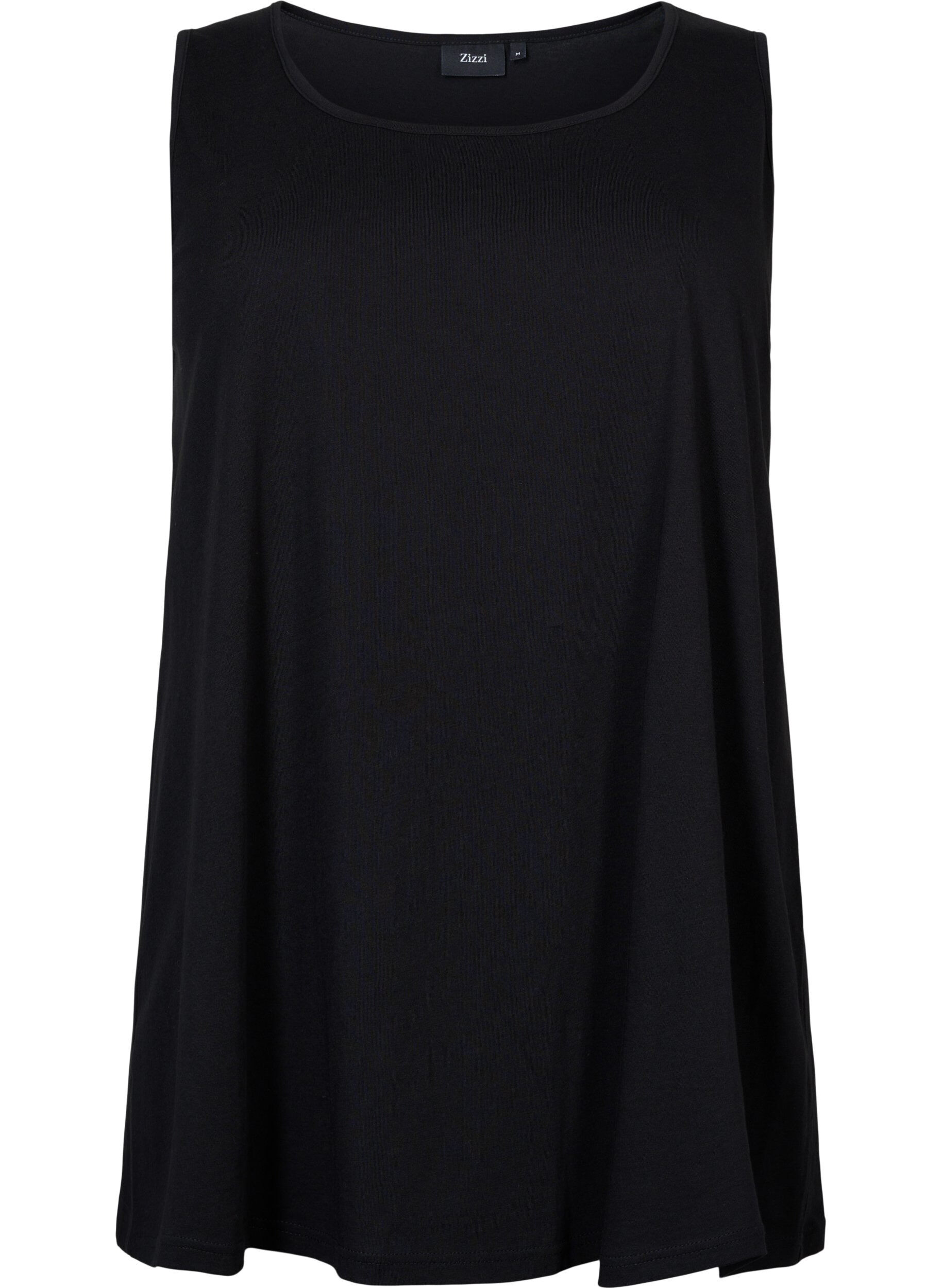 Zizzi Bomuldstop med a-form, Sort, Packshot image number 0