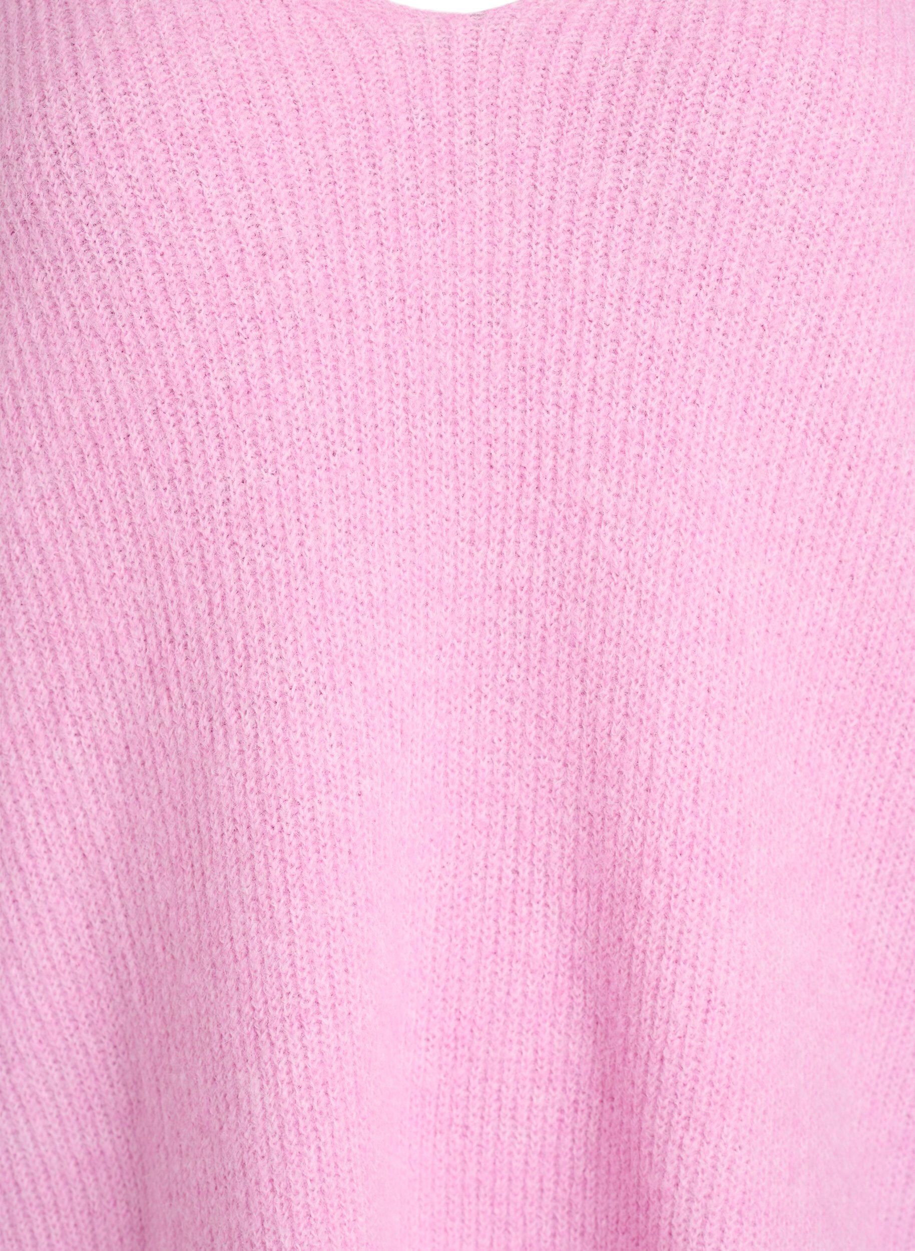 ZizziStrikbluse med V-hals og raglan&aelig;rmer, Lyser&oslash;d, Packshot image number 2