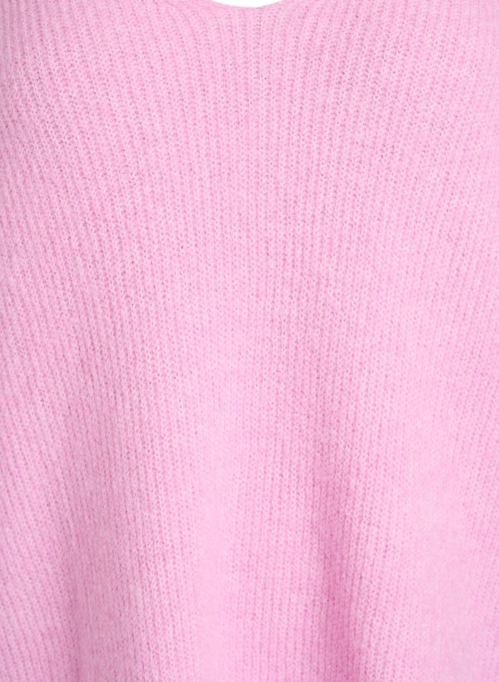 Strikbluse med V-hals og raglan&aelig;rmer, Lyser&oslash;d, Packshot image number 2