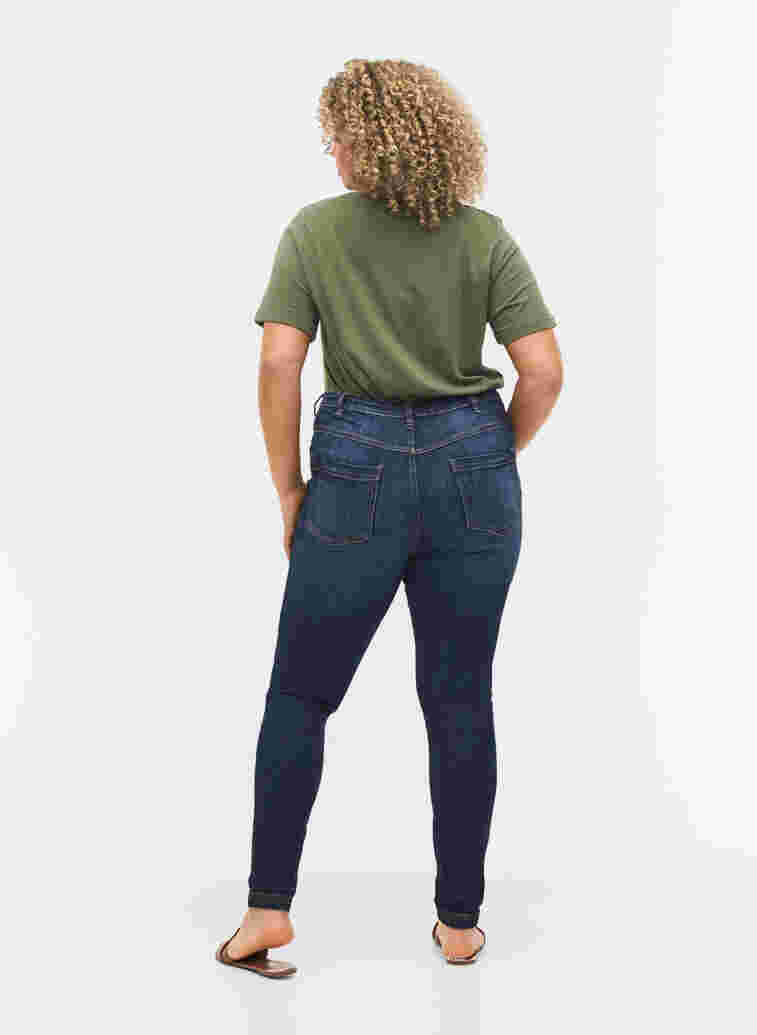 Super slim Amy jeans med høj talje, Dark blue, Model image number 0
