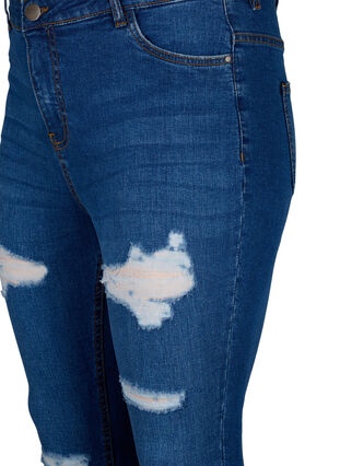 Slim fit jeans med sliddetaljer, Blue Denim, Packshot image number 2