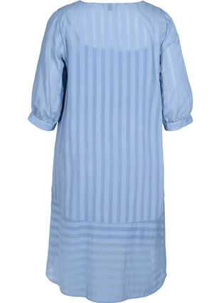 Viskose kjole med 3/4 ærmer og v-hals, Coronet Blue, Packshot image number 1