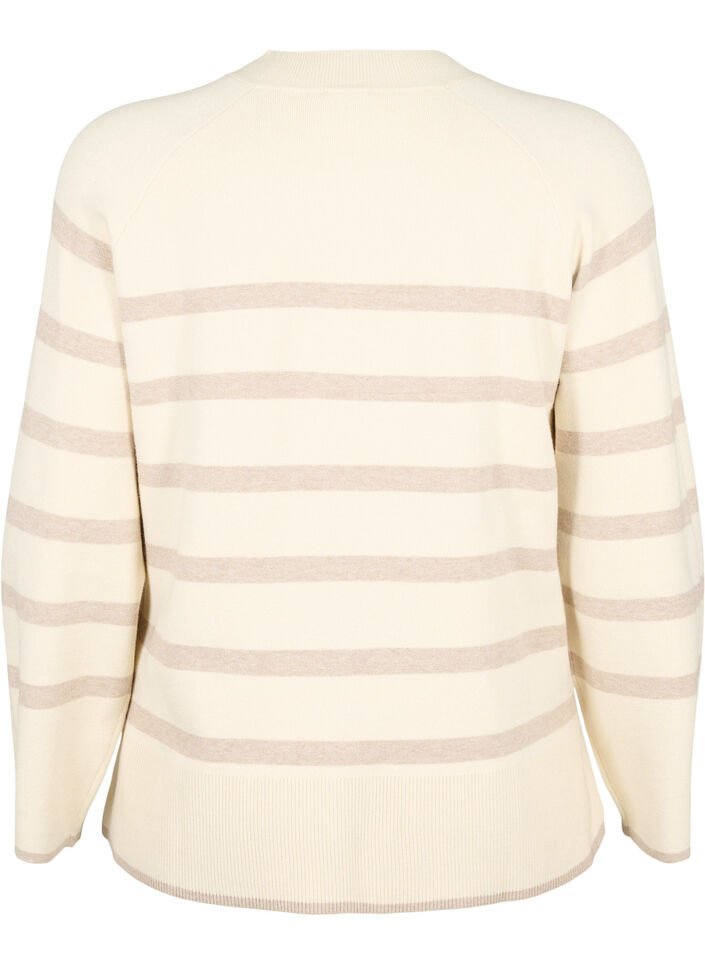 Strikbluse i viskoseblanding med slids i siden, Birch W/Simply T., Packshot image number 1