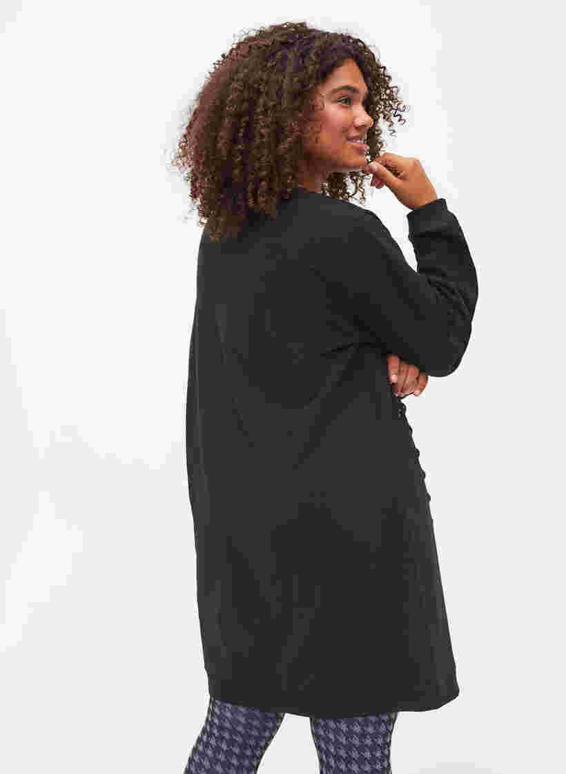 Bomulds sweat tunika med snøredetaljer, Black, Model image number 1