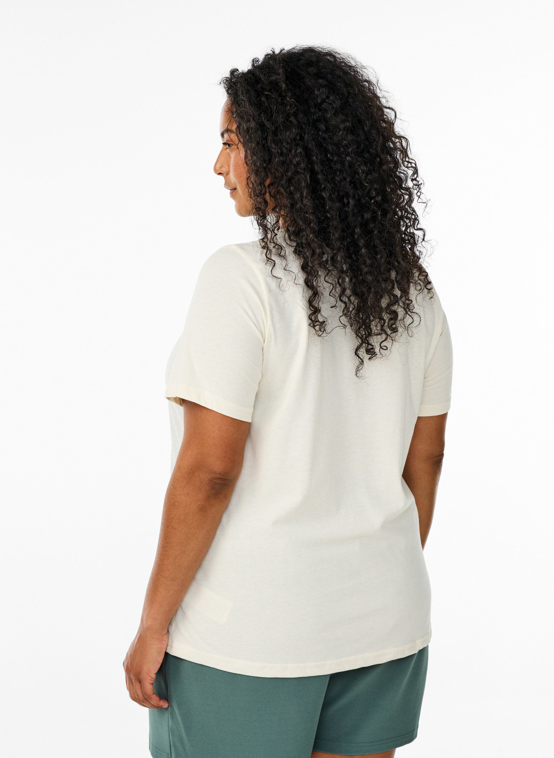 Zizzi FLASH - T-shirt med motiv, Vanilla, Model image number 2