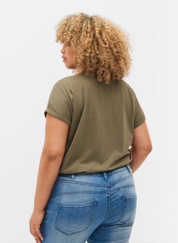 Kortærmet t-shirt i bomuldsblanding, Dusty Olive, Model image number 1