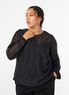 Bluse i chiffon med strukturm&oslash;nster, Sort, Model image number 0