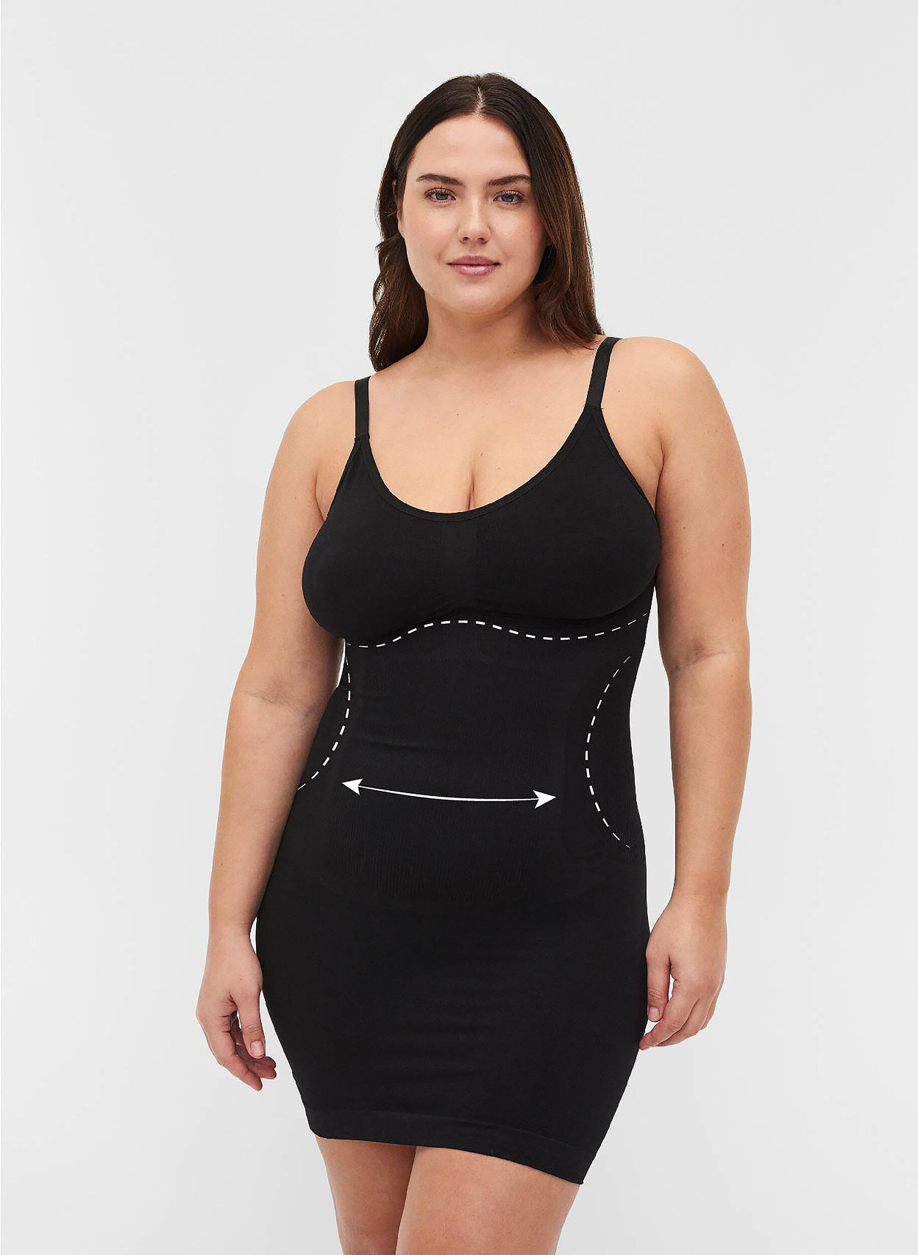 Shapewear underkjole med tynde stropper, Sort, Model