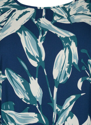 Kjole med print og korte ærmer, Navy B.Big FlowerAOP, Packshot image number 2