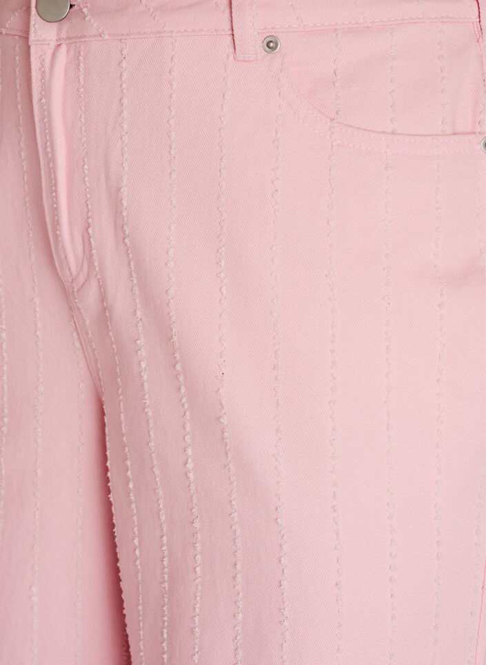 Myra jeans i farvet denim med wide fit og teksturmønster, Lyserød, Packshot image number 2