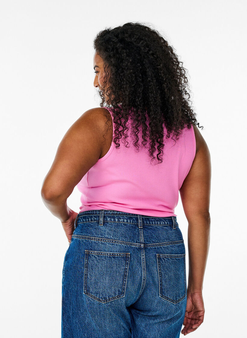 Tætsiddende tanktop med rhinsten, Lyserød, Model image number 2