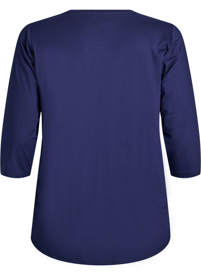 Tr&aelig;ningsbluse med 3/4 &aelig;rmer, Bl&aring;, Packshot image number 1