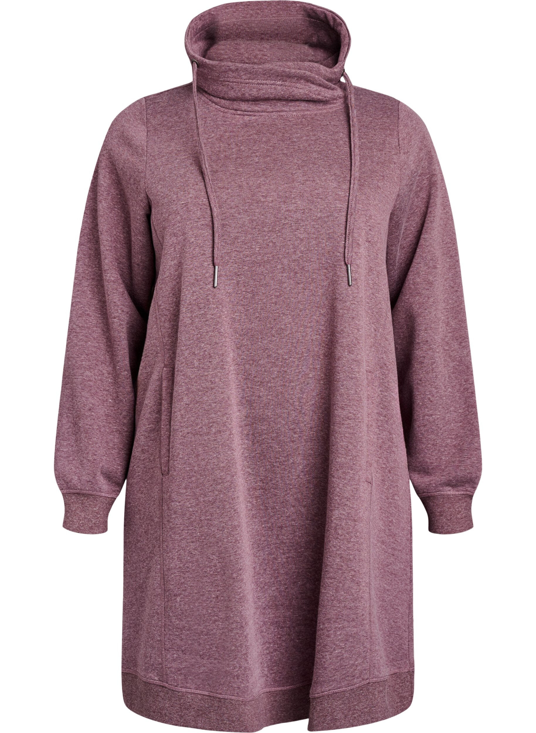 ZizziKort sweatkjole med h&oslash;j krave og lommer, R&oslash;d, Packshot image number 0