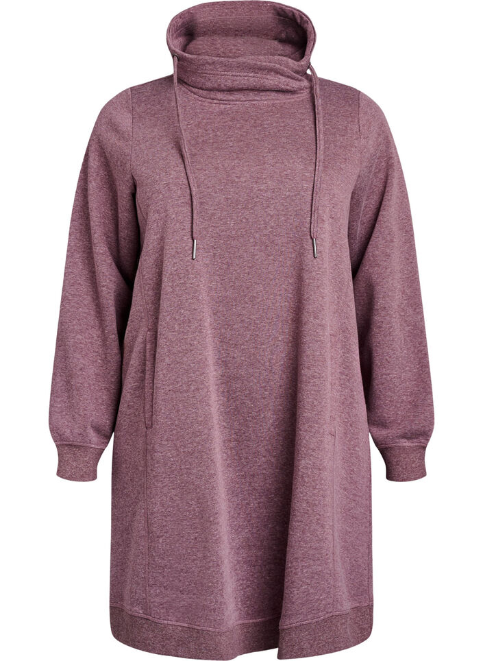 Kort sweatkjole med h&oslash;j krave og lommer, R&oslash;d, Packshot image number 0