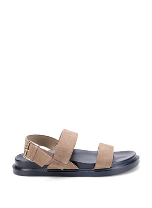 Wide fit sandal i ruskind, Brown, Packshot image number 0