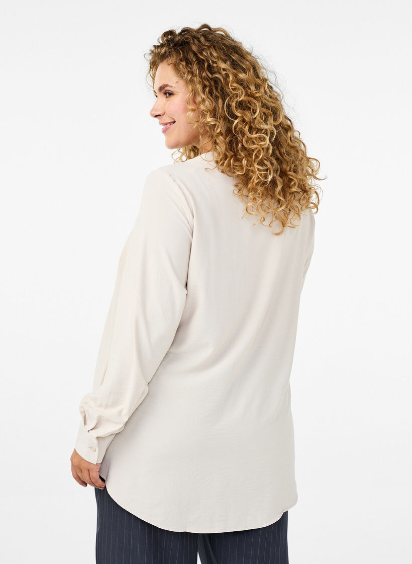 FLASH - Skjortebluse med lange ærmer, Beige, Model image number 2