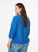 Bluse med struktur og 3/4 &aelig;rmer., Bl&aring;, Model image number 2
