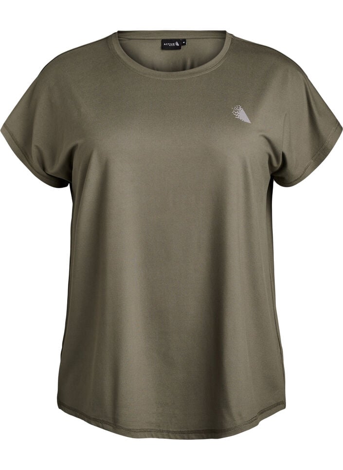 Ensfarvet tr&aelig;nings t-shirt, Gr&oslash;n, Packshot image number 0