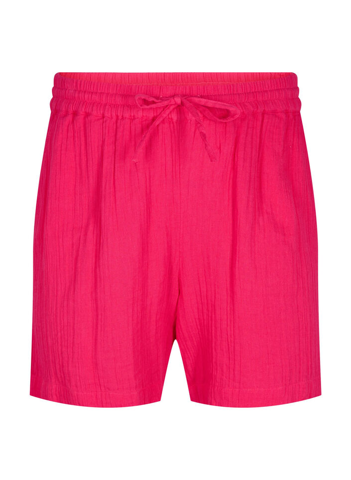 Shorts i bomuldsmusselin med lommer, Bright Rose, Packshot image number 0