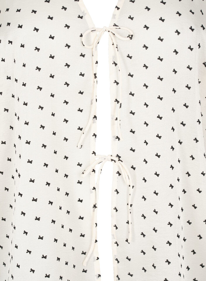Bluse med bindedetaljer og sløjfer, Ecru w Bow, Packshot image number 2