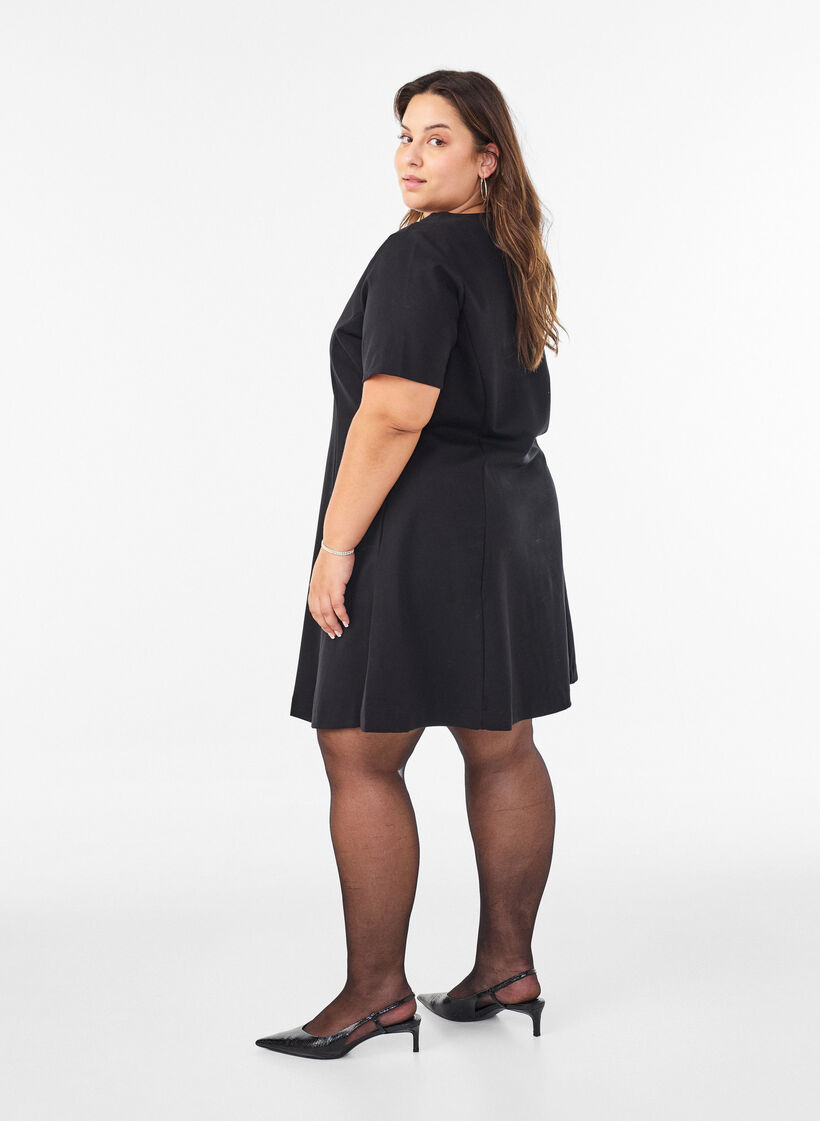 Kort jerseykjole med A-facon, Sort, Model image number 2
