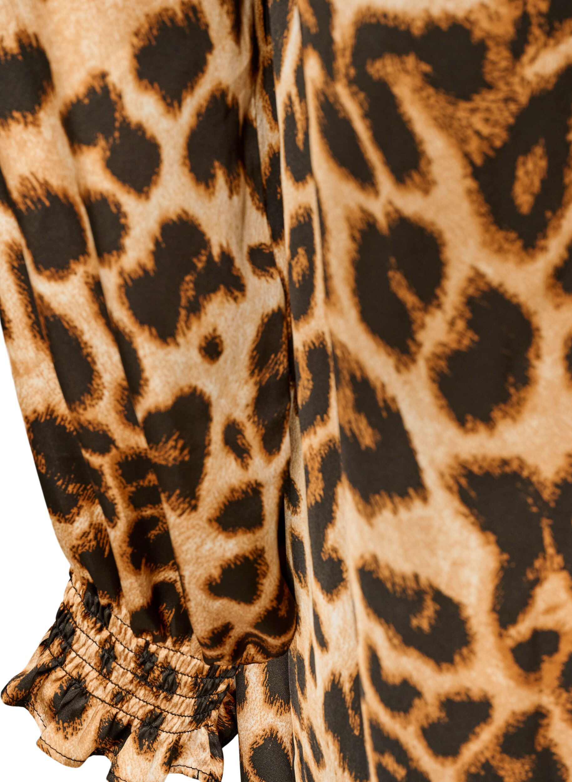 ZizziKjole med leopardprint og fl&aelig;sedetaljer, Brun, Packshot image number 4