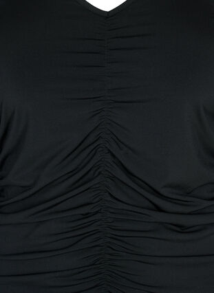 Bluse med v-hals og draperinger, Black, Packshot image number 2