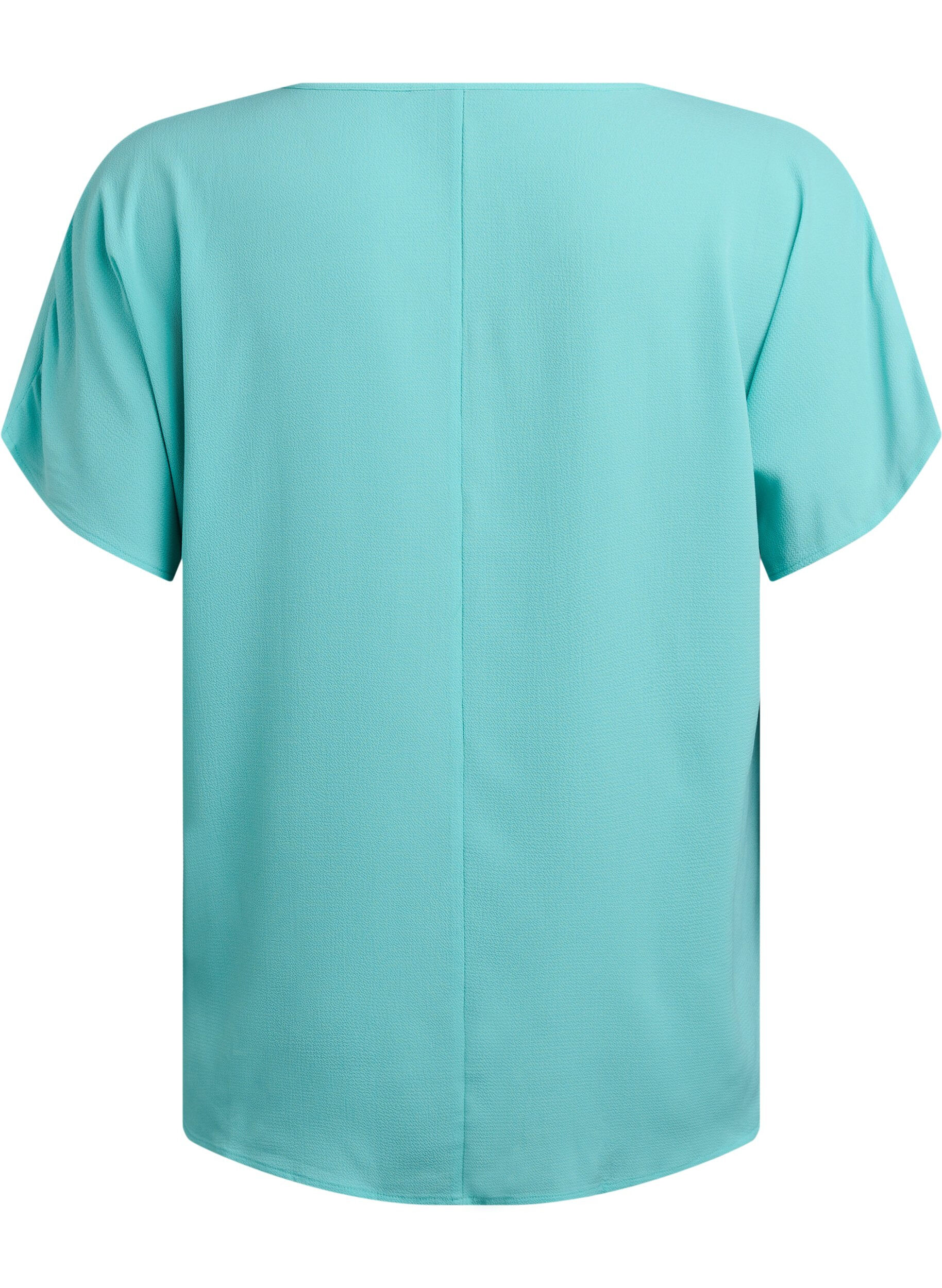 ZizziBluse med korte &aelig;rmer og rund halsudsk&aelig;ring, Bl&aring;, Packshot image number 1