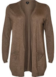 Lang strikcardigan i viskosemix, Brun