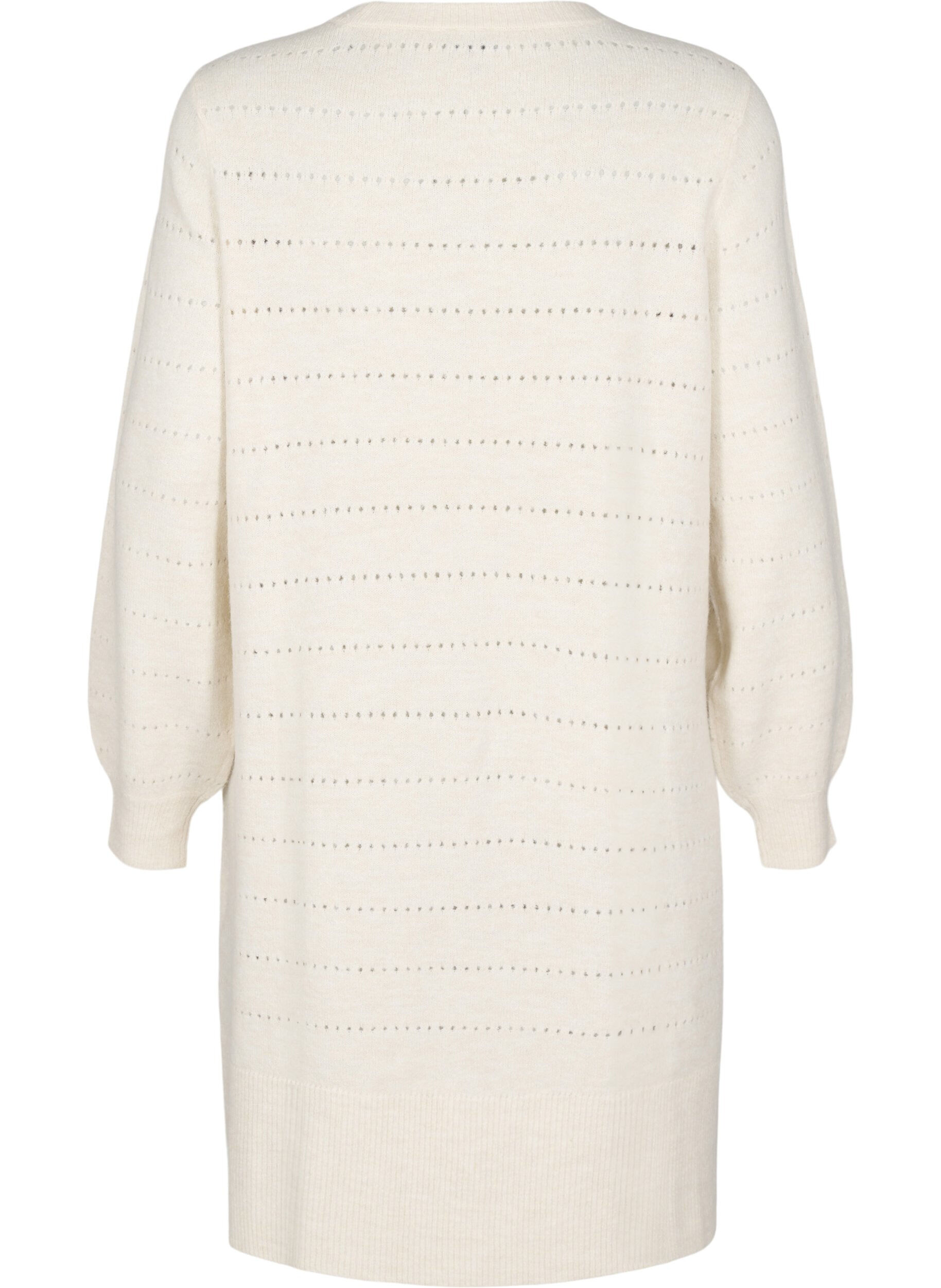 Zizzi Strikkjole med slids og hulm&oslash;nster, Birch Mel., Packshot image number 1