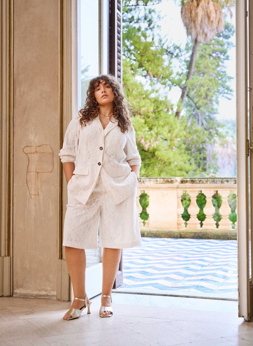 Bermudashorts i blonde med h&oslash;j talje, Vanilla, Image image number 0