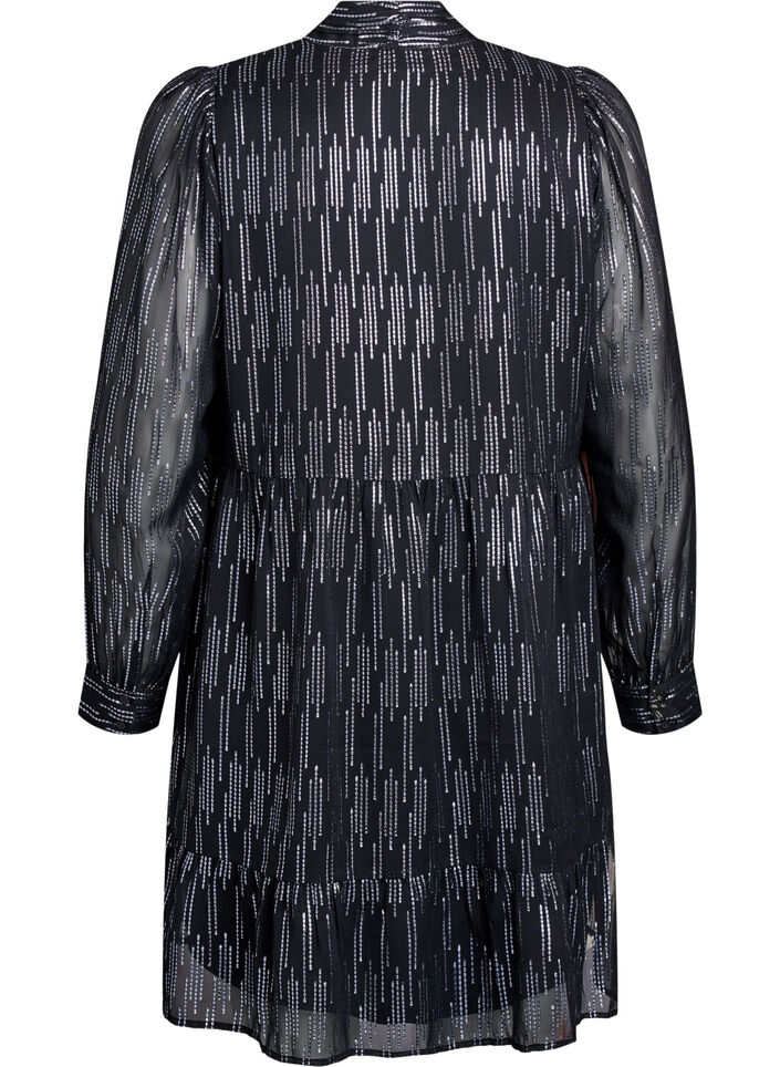 Kort festkjole med glitrende mønster, Sort, Packshot image number 1