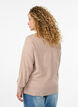 Strikbluse med midtersøm og raglanærmer, Beige, Model image number 2
