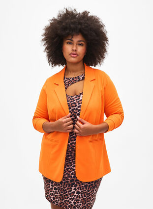 Blazer med lommer, Vibrant Orange, Model image number 0