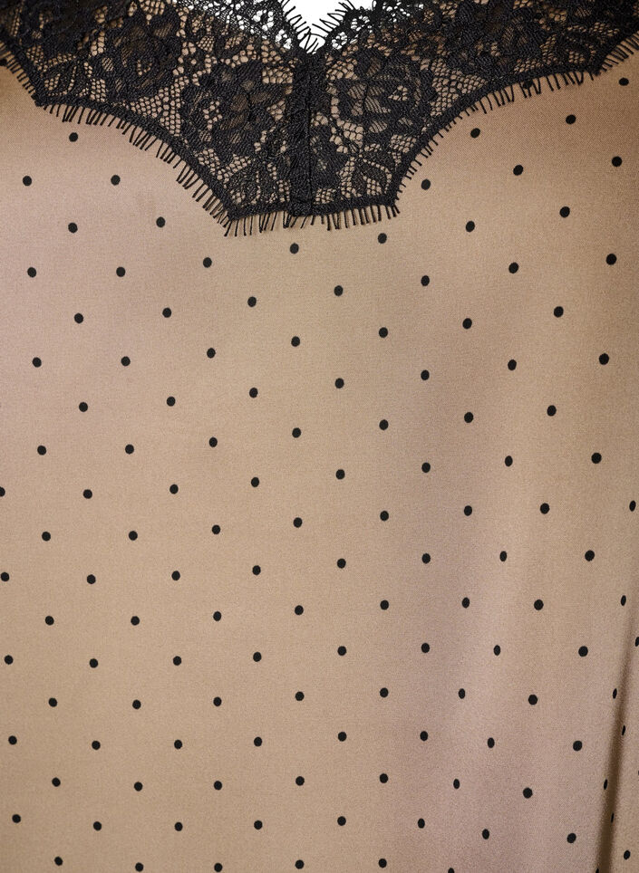 Stroptop med blonder og asymmetrisk kant, Beige, Packshot image number 2