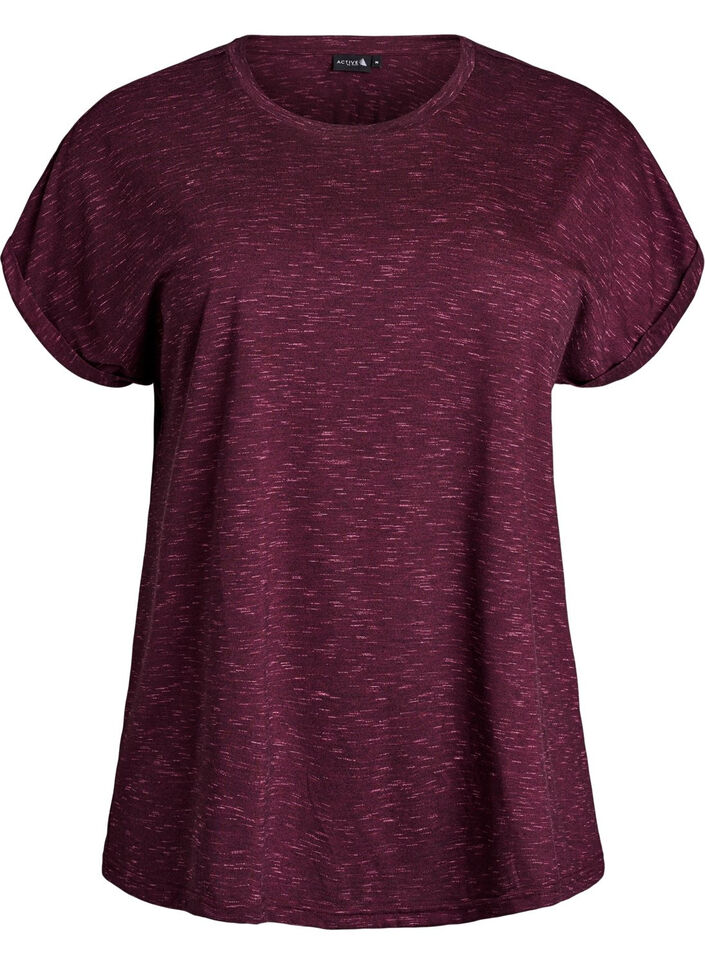 L&oslash;s tr&aelig;nings t-shirt med korte &aelig;rmer, M&oslash;rk Bordeaux, Packshot image number 0