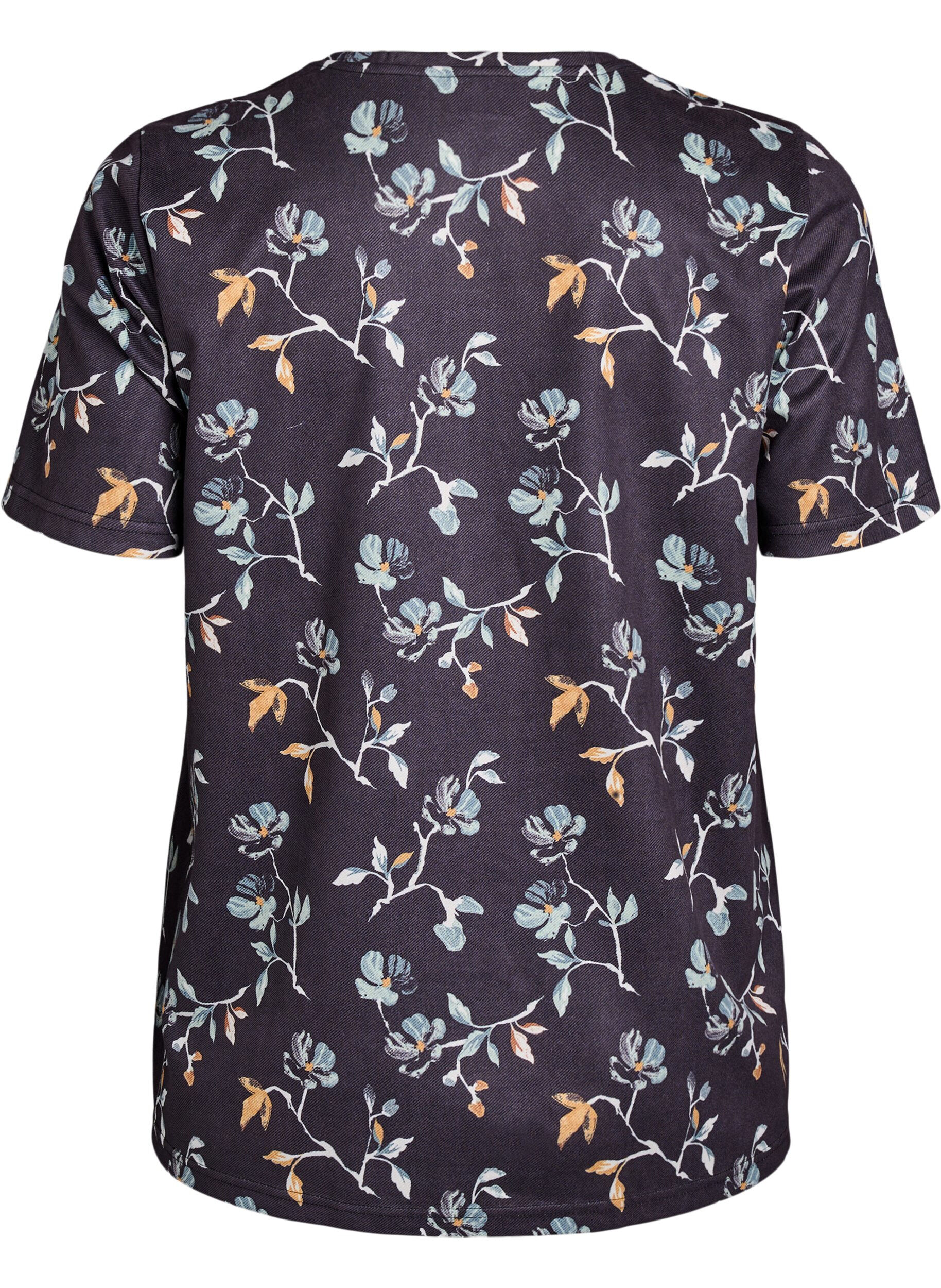 Zizzi FLASH - T-shirt med blomsterprint, Sort, Packshot image number 1