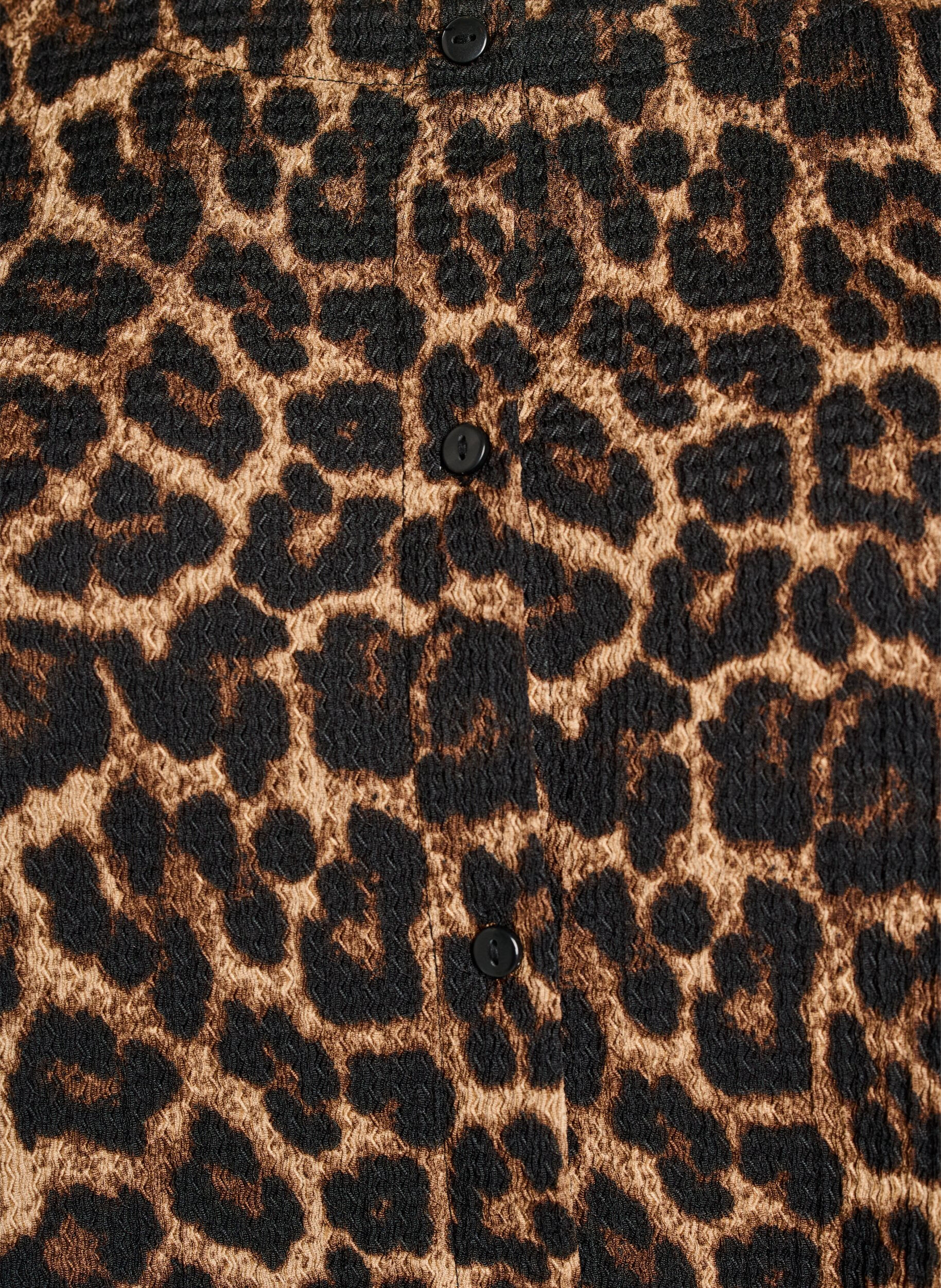 Zizzi Kort&aelig;rmet bluse med struktur og knaplukning, Sort, Packshot image number 2