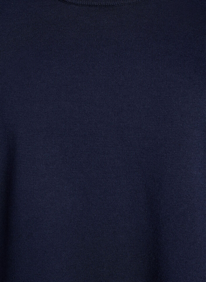 Finstrikket bluse med korte &aelig;rmer, Bl&aring;, Packshot image number 2